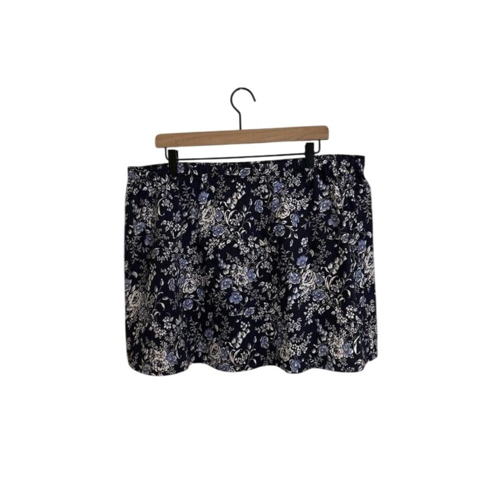 Boutique Floral Mini Skirt‎ Womens Plus Navy Blue Excellent Cottagecore A-Line